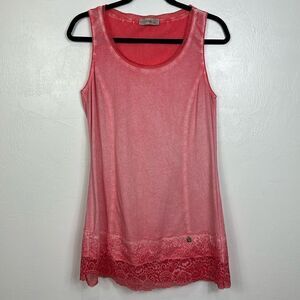 Tredy Cotton Sleeveless Pink Mineral Wash Tunic Top Size M